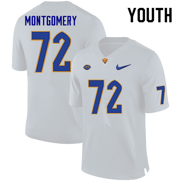 Youth #72 Isaiah Montgomery Pitt Panthers College Football Jerseys Sale-White